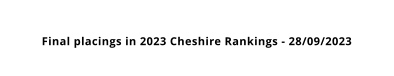 Final placings in 2023 Cheshire Rankings - 28/09/2023
